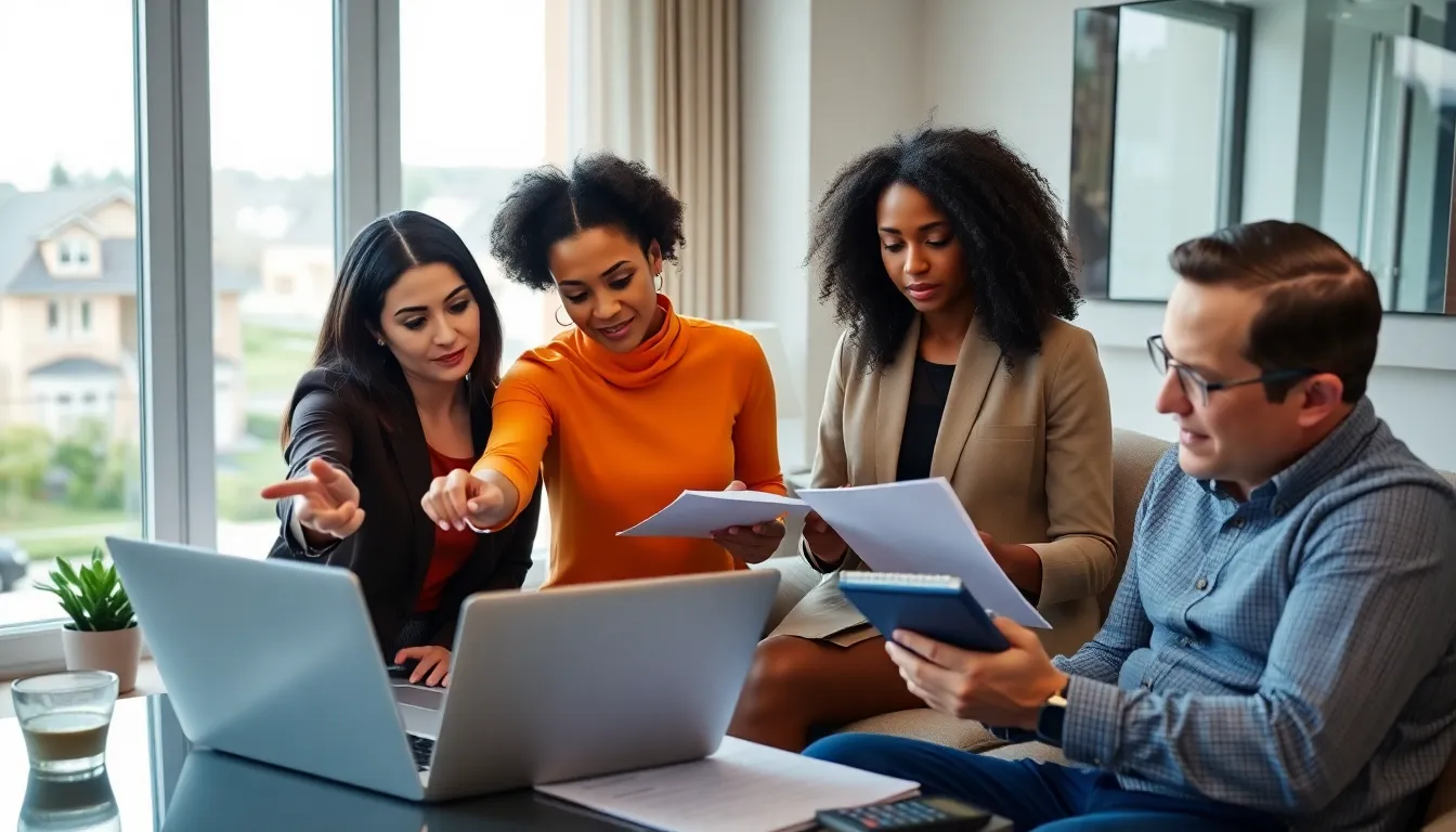 diverse team discussing property taxes in a modern office.